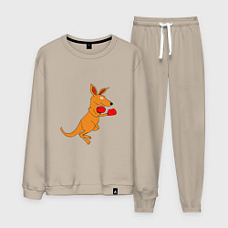 Мужской костюм Кенгуру занимается боксом