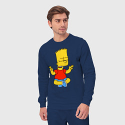 Костюм хлопковый мужской Барт Симпсон - сидит со скрещенными пальцами, цвет: тёмно-синий — фото 2