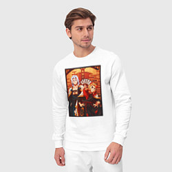 Костюм хлопковый мужской Тенген и Ренгоку красивые - Клинок рассекающий дем, цвет: белый — фото 2