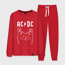 Костюм хлопковый мужской AC DC rock cat, цвет: красный