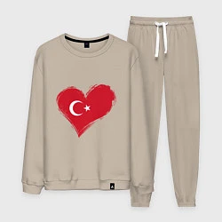 Костюм хлопковый мужской Сердце - Турция, цвет: миндальный