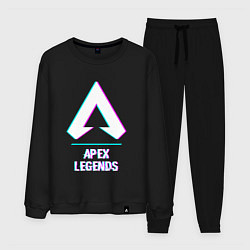 Костюм хлопковый мужской Apex Legends в стиле glitch и баги графики, цвет: черный