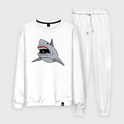 Костюм хлопковый мужской Злая белая акула, цвет: белый