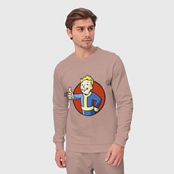 Костюм хлопковый мужской Vault boy like, цвет: пыльно-розовый — фото 2