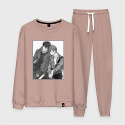 Костюм хлопковый мужской Mafuyu and Ritsuka, цвет: пыльно-розовый