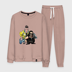 Костюм хлопковый мужской Дэвид и Сильверхенд - Киберпанк, цвет: пыльно-розовый