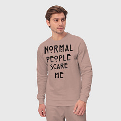 Костюм хлопковый мужской Normal people scare me, цвет: пыльно-розовый — фото 2