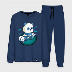 Костюм хлопковый мужской Панда геймер с малышами, цвет: тёмно-синий