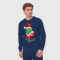 Костюм хлопковый мужской Merry Christmas, Santa Claus Grinch, цвет: тёмно-синий — фото 2