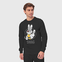 Костюм хлопковый мужской SWAG Bad rabbit - Merry Christmas!, цвет: черный — фото 2