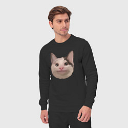 Костюм хлопковый мужской Polite cat meme, цвет: черный — фото 2