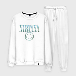 Костюм хлопковый мужской Nirvana - смайлик, цвет: белый