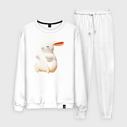 Костюм хлопковый мужской Объемный белый заяц, цвет: белый