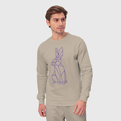Костюм хлопковый мужской Символ 2023 - Синий Кролик, цвет: миндальный — фото 2