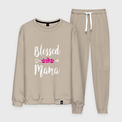 Костюм хлопковый мужской Благословенная мама, цвет: миндальный