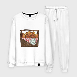 Костюм хлопковый мужской Корзина с пирожками, цвет: белый