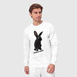 Костюм хлопковый мужской Приношу счастье, черный кролик, символ 2023 года, цвет: белый — фото 2