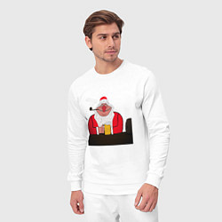 Костюм хлопковый мужской Дед мороз в баре, цвет: белый — фото 2