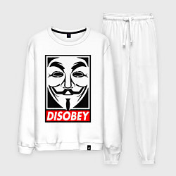 Костюм хлопковый мужской Гай Фокс - постер, цвет: белый