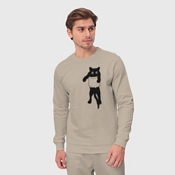 Костюм хлопковый мужской Черный котик в кармане, цвет: миндальный — фото 2