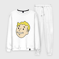 Костюм хлопковый мужской Vault boy head, цвет: белый