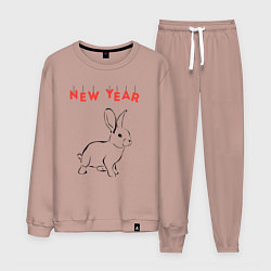 Костюм хлопковый мужской New year rabbit, цвет: пыльно-розовый