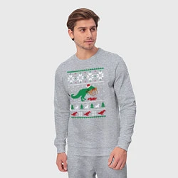 Костюм хлопковый мужской Новогодний тирекс - ugly sweater, цвет: меланж — фото 2