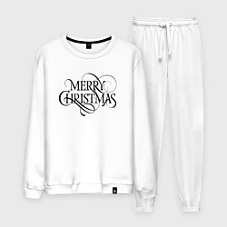 Костюм хлопковый мужской Merry Christmas happy, цвет: белый