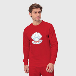 Костюм хлопковый мужской Мультяшная белая ракушка с жемчужиной, цвет: красный — фото 2