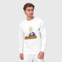 Костюм хлопковый мужской Бармен блондин, цвет: белый — фото 2