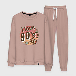 Костюм хлопковый мужской I love 90-s, цвет: пыльно-розовый