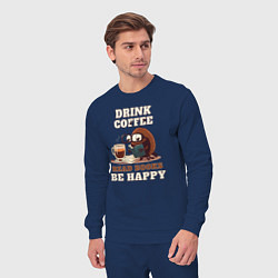 Костюм хлопковый мужской Drink Coffee, Read Books, Be Happy, цвет: тёмно-синий — фото 2