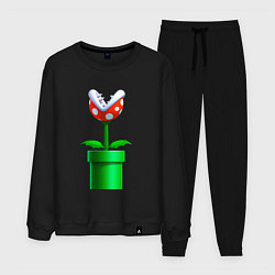 Костюм хлопковый мужской Марио Растение Пиранья, цвет: черный