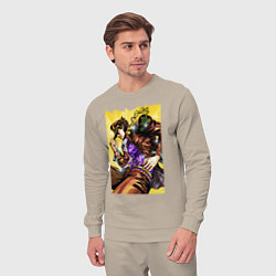 Костюм хлопковый мужской Джотаро Куджо - JoJo Bizarre Adventure, цвет: миндальный — фото 2