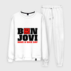 Костюм хлопковый мужской Bon Jovi band, цвет: белый