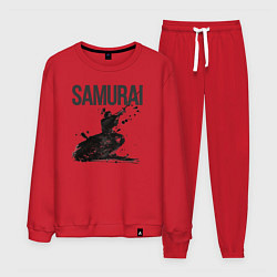 Костюм хлопковый мужской Японский боевой самурай, цвет: красный