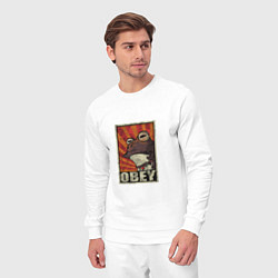 Костюм хлопковый мужской Obey frog, цвет: белый — фото 2