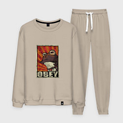 Костюм хлопковый мужской Obey frog, цвет: миндальный