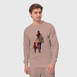 Костюм хлопковый мужской Отец вместе с сыном, цвет: пыльно-розовый — фото 2