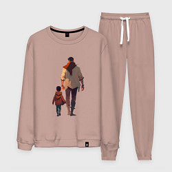 Костюм хлопковый мужской Отец вместе с сыном, цвет: пыльно-розовый