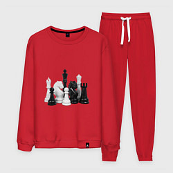 Костюм хлопковый мужской Фигуры шахматиста, цвет: красный