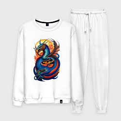 Костюм хлопковый мужской Japanese dragon - irezumi, цвет: белый