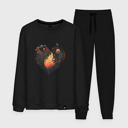Костюм хлопковый мужской Blooming heart, цвет: черный