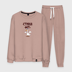 Костюм хлопковый мужской Страха нет гусь викинг, цвет: пыльно-розовый