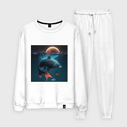 Костюм хлопковый мужской Морской волк-рыба, цвет: белый
