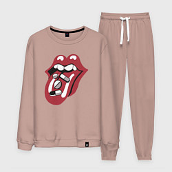 Костюм хлопковый мужской Rolling stones pills, цвет: пыльно-розовый