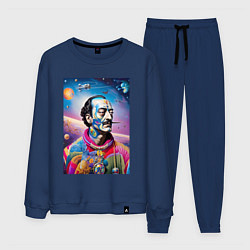 Костюм хлопковый мужской Salvador Dali in space, цвет: тёмно-синий