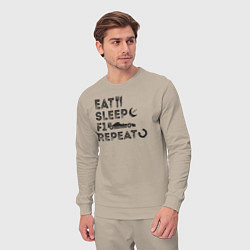 Костюм хлопковый мужской Eat sleep F1, цвет: миндальный — фото 2