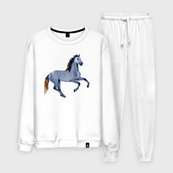 Костюм хлопковый мужской Андалузская лошадь, цвет: белый