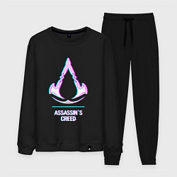 Костюм хлопковый мужской Assassins Creed в стиле glitch и баги графики, цвет: черный